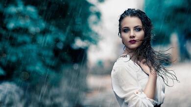Beautiful Girl in Rain