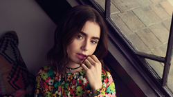 Actress Lily Collins Wear Flowers Top