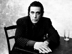 Al Pacino Sitting On Chair Black And White Wallpaper