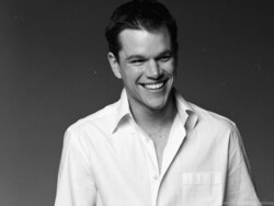 Matt Damon Smiling In Whit Shirt