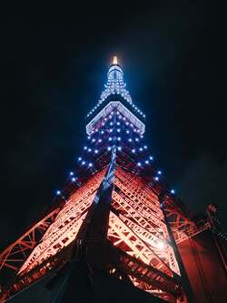 Night View of Tokyo Tower in Japan