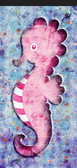 Pink Seahorse Painting on Floor