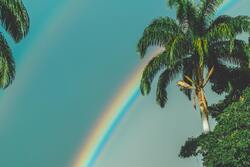 Rainbow on Beach Ultra HD Wallpaper