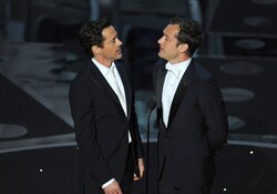 Robert Downey Jr With Jude Law On Stage