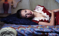 Scarlett Johansson in Red Gown Sleep