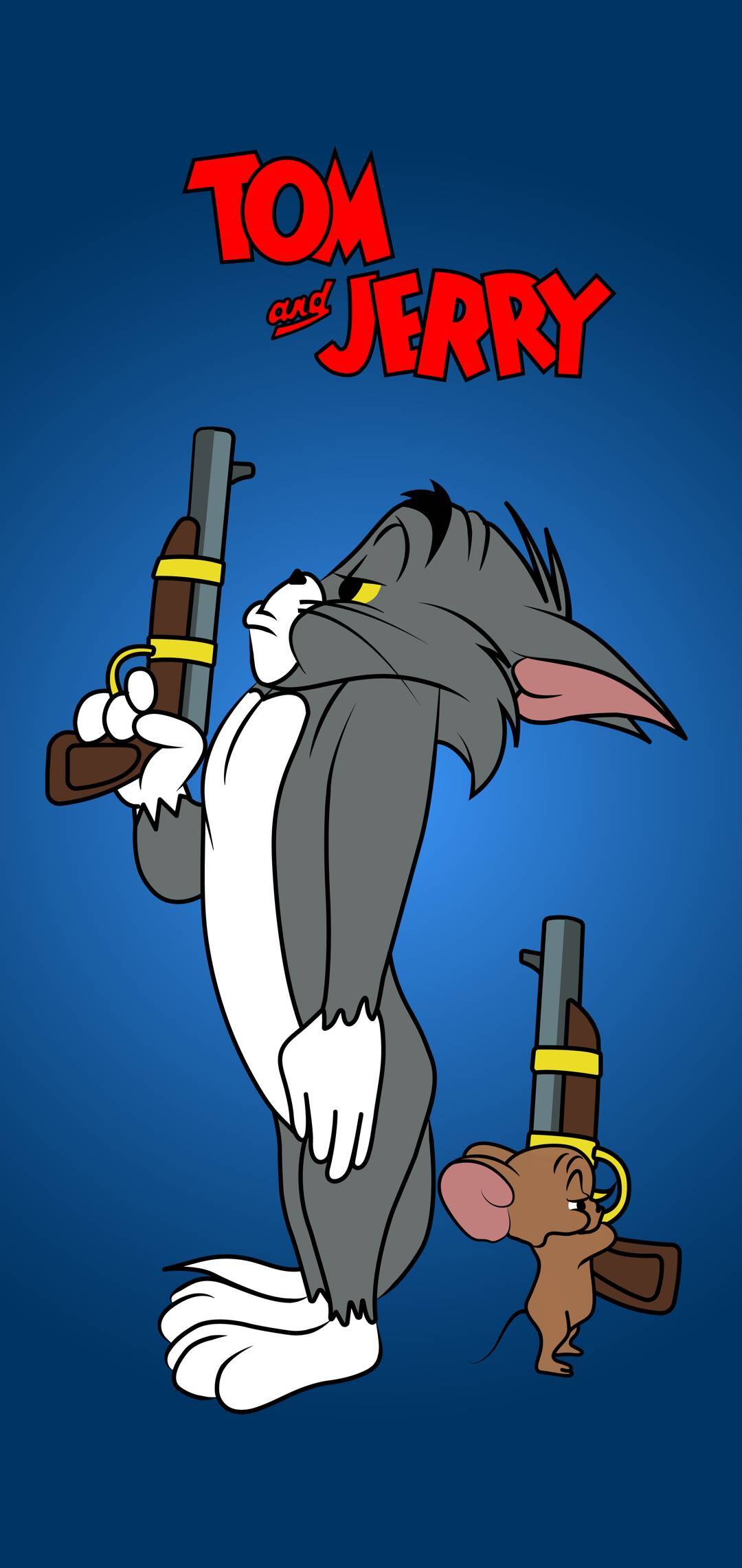 Tom and Jerry With Gun | 1080x2280 resolution wallpaper