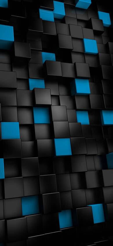 3D Black and Blue Cubes Mobile Image