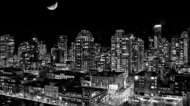 4K Black And White City Nigh View