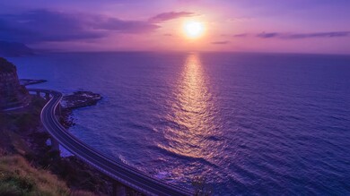 Amazing Scene of Sunset Beside Road