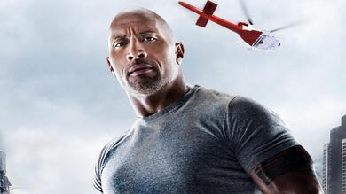 American Actor Dwayne Johnson in Grey Tshirt