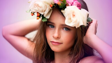 Baby Girl with Flower Decoration on Head