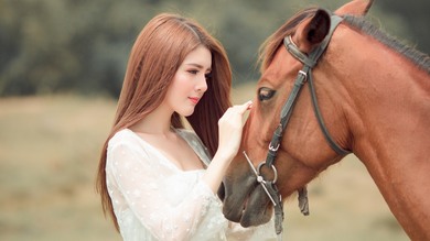 Beautiful Girl With Horse