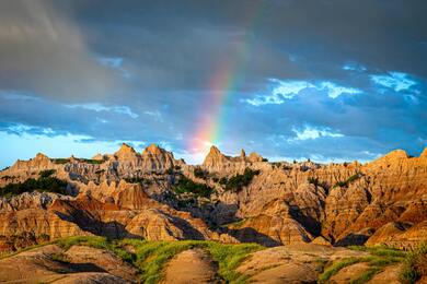 Beautiful Mountains With Rainbow in The Sky 4K