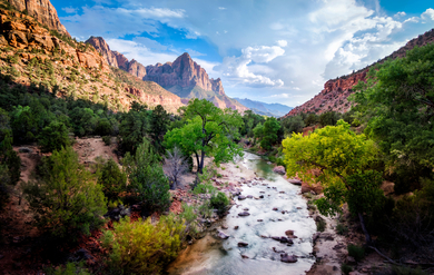 Beautiful River Between Valley