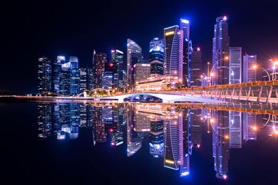 Beautiful Singapore at Night View Photo