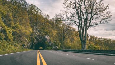 Beautiful View of Skyline Drive Road in Virginia US