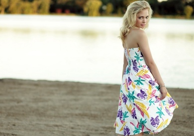 Blonde Girl in Lovely Dress