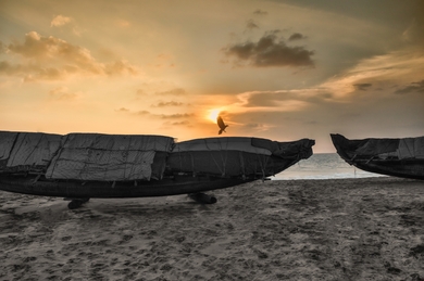 Boat Parked at Kovalam Beach Kerala India