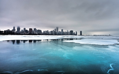 Chicago City Snow Lake Michigan Photo