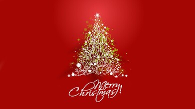 Christmas Tree and Red Background Wallpaper