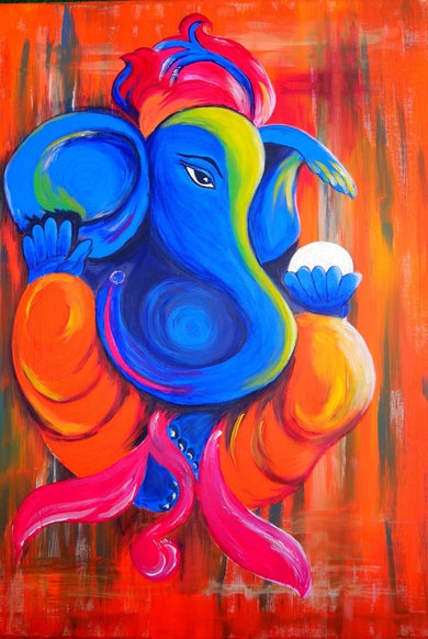 Colorful Ganesha Painting Mobile Wallpaper