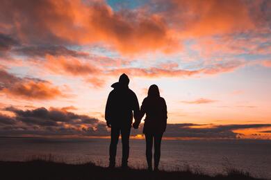 Couple Love at Sunset Time