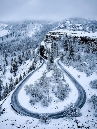 Curved Road During Winter