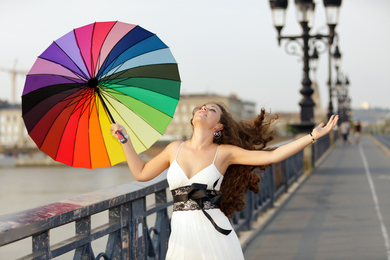 Cute Girl Holding Umbrella