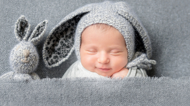 Cuty Baby Sleeping Smile 4K Wallpeper