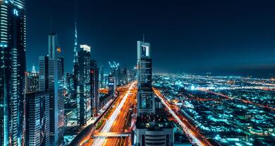 Dubai City in UAE at Night Wallpaper