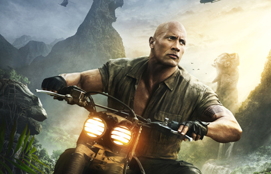 Dwayne Johnson Riding Bike Movie Wallpaper