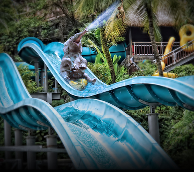 Elephant in Water Slide