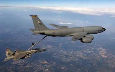 F15 Eagle Receives Fuel From Boeing KC 135 Stratotanker