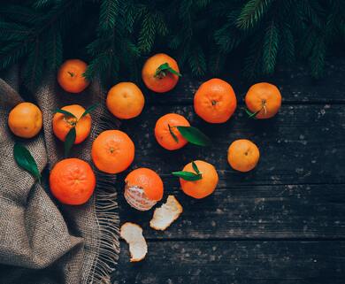 Fruit Oranges on Wooden Floor