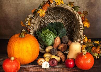 Fruits And Vegetables With Basket