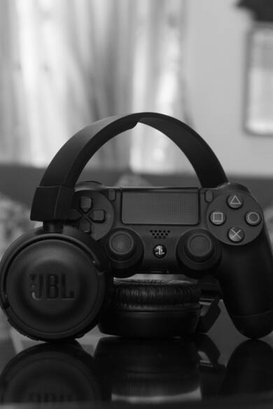 Gaming Console And Headphones