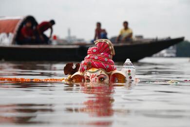 Ganesh God in Water on Ganesh Chaturthi