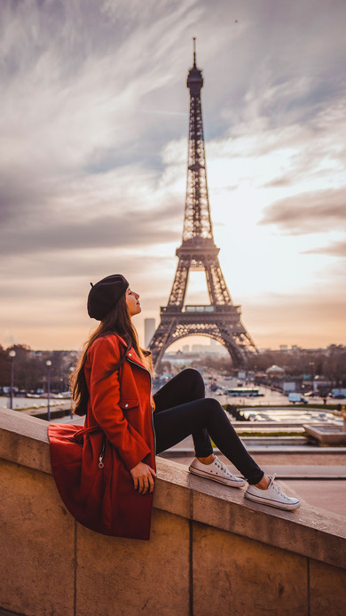 Girl in Paris Near Eiffel Tower Photography