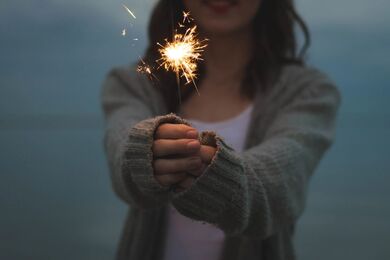 Girl Sparkler Holding in Hands