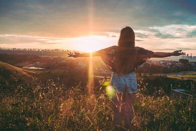 Girl Taking Morning Sun Vibes at The Time of Sunrise