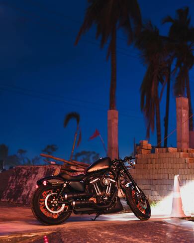 Harley Davidson Bike in The Night