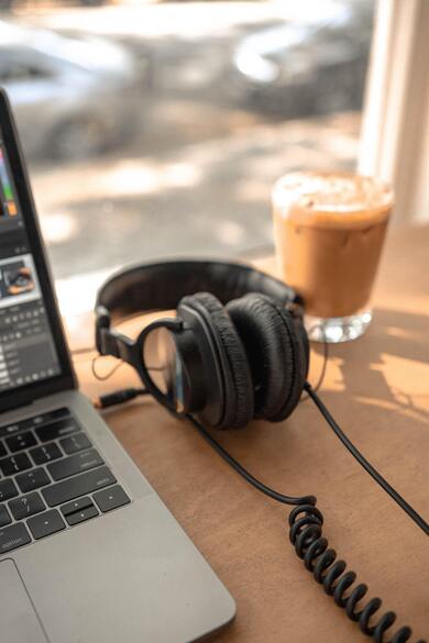 Headphone Laptop and Tea Best Time Wallpaper