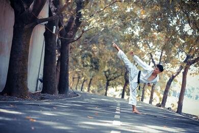 Kung Fu Practice on Road Picture