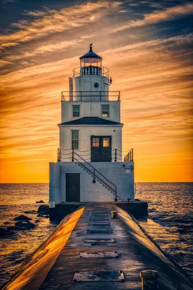 Lighthouse After Sunset Mobile Wallpaper