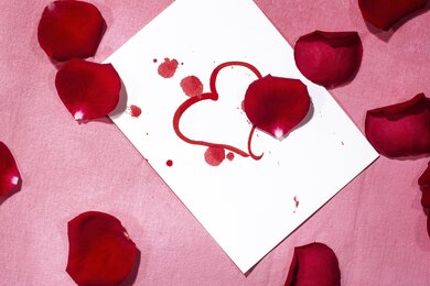 Love Heart Card And Petals