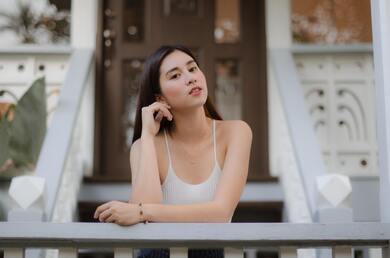 Model Girl Standing Balcony HD Wallpaper