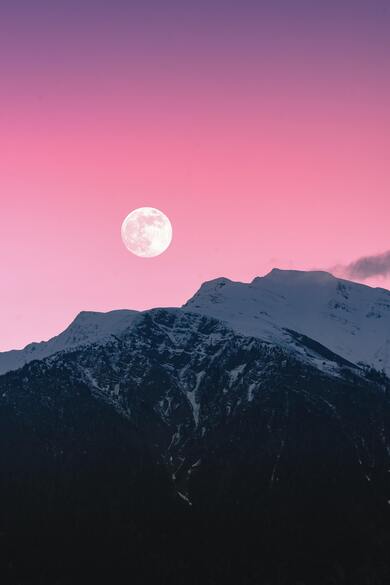 Moon on Snowy Mountain