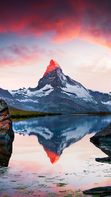 Mountain Shadow in Lake View Photo