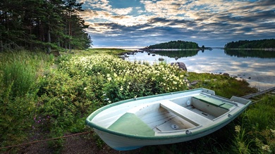 Natural River with Boat 4K