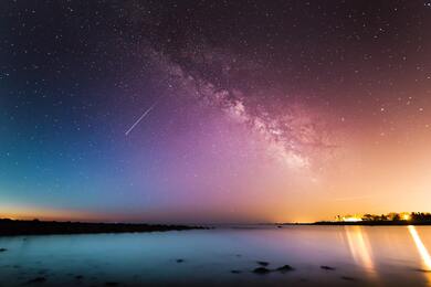 Night View of a Sky Over Sea